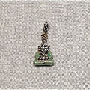 BARBARA BIXBY SS/18k Lt Green BUDDHA ENAMEL Enhancer/Charm RARE early version